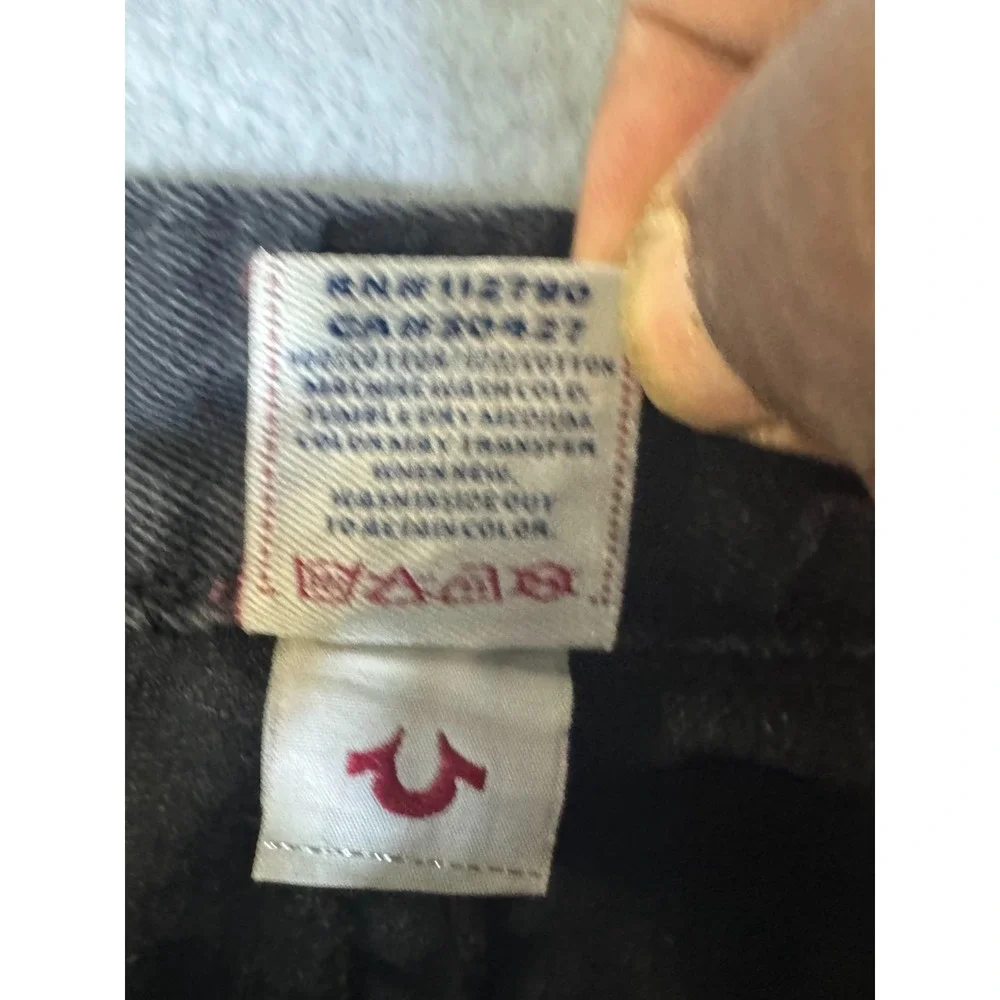 True Religion Billy Super T Men 40 Black Faded Straight Jeans Made in USA